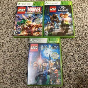 XBOX 360 Lego Marvel Super Heroes, Jurassic World, Harry Potter DVD's - Lot of 3